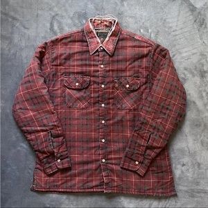 Vintage 90’s Distressed Flannel Quilted Liner - Red Size Large